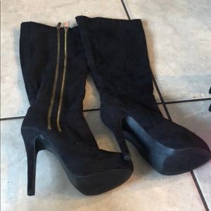 Black suede boots